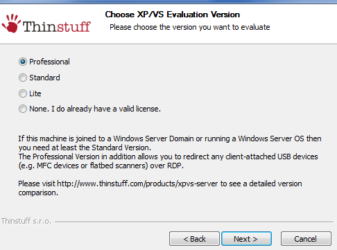 Instalacja Thinstuff